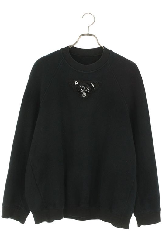 Prada 134627 Fringe Triangle Logo Oversized Sweatshirt Women's XS