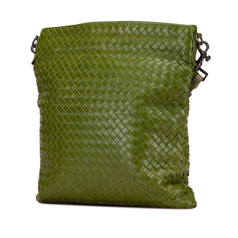 Bottega Veneta Intrecciato Crossbody Shoulder Bag Green Leather Women Bottega