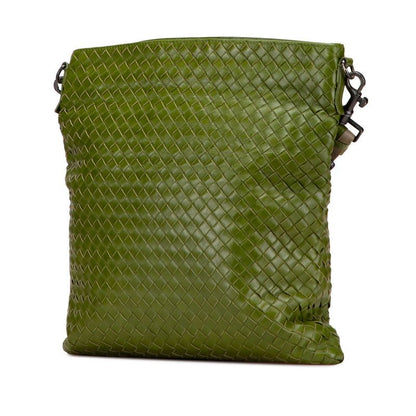 Bottega Veneta Intrecciato Crossbody Shoulder Bag Green Leather Women Bottega