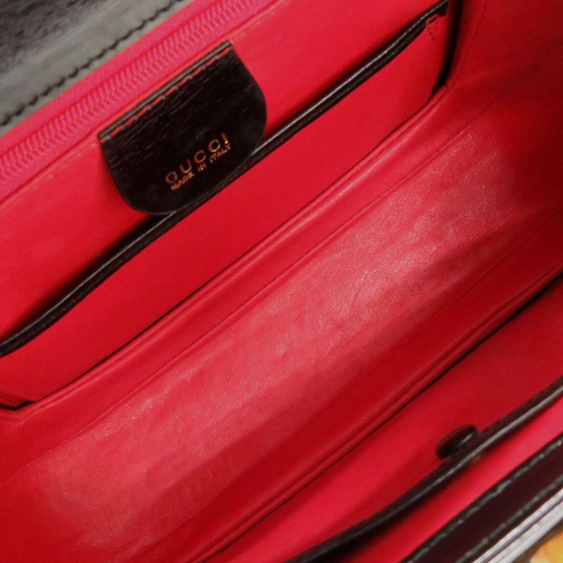 Gucci 2WAY Bamboo 000 2046 0188 Leather Black Handbag Black 1373 Gucci