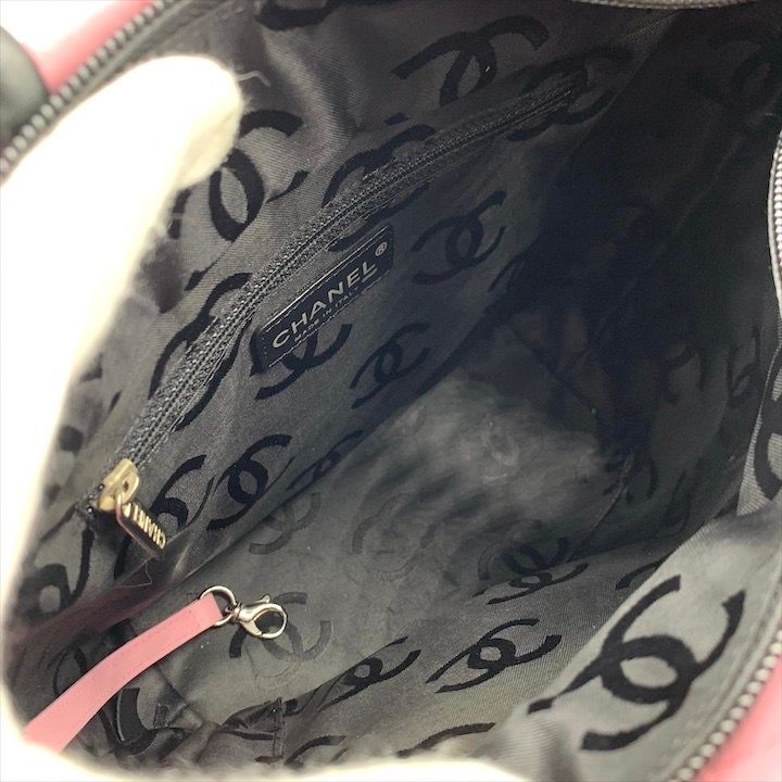 Chanel CC Logo Quilted Lambskin Cambon Hand Tote Pink Purse