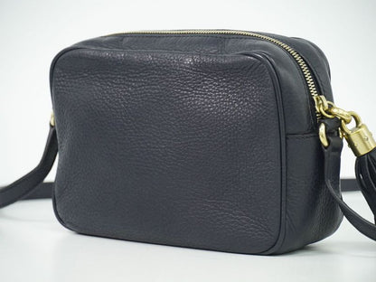 Authentic Gucci Soho Small Disco Tassel Shoulder Bag Pochette Leather Navy