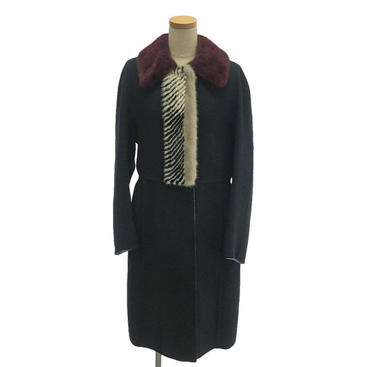 Fendi - Cashmere Real Fur Long Coat - 44 - Black - Women