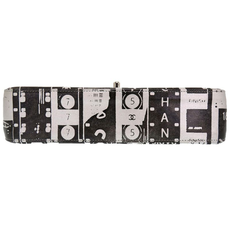 Chanel Matelasse 25 Print Double Flap Leather Black 23rd Silver Hardware
