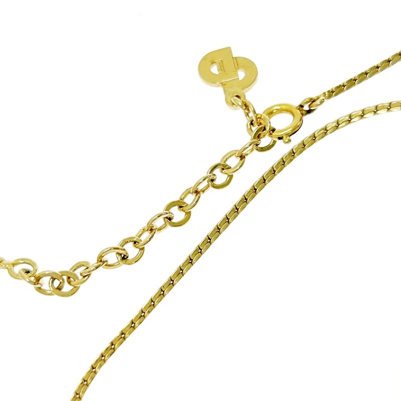 Christian Dior GP Rhinestone Dior Logo Heart Necklace Gold 440468 Necklace