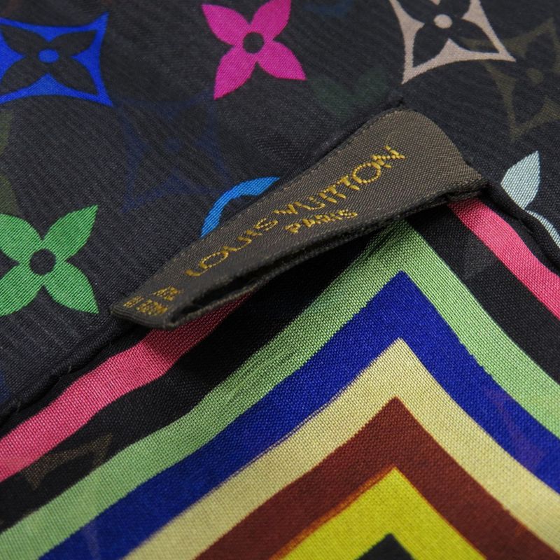 Louis Vuitton Monogram M71912 Silk Black Multicolor Mini Scarf LV 0018 Louis