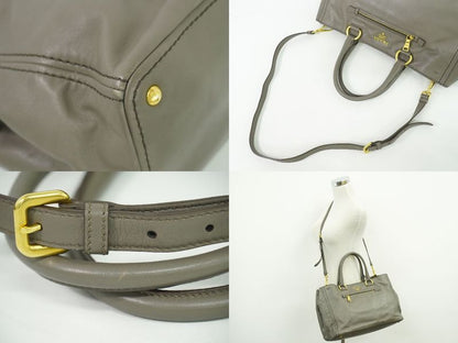 Authentic Prada Leather 2WAY Shoulder Bag Handbag Gray Bn2103 Bag Pre-owned