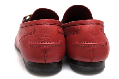 Gucci Bit Loafers Shoes Men Leather Genuine Leather Red 105857 Sherry Line
