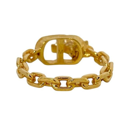 Christian DIOR Petit CD Star Ring Accessories Logo GP Rhinestone Gold [M Approx