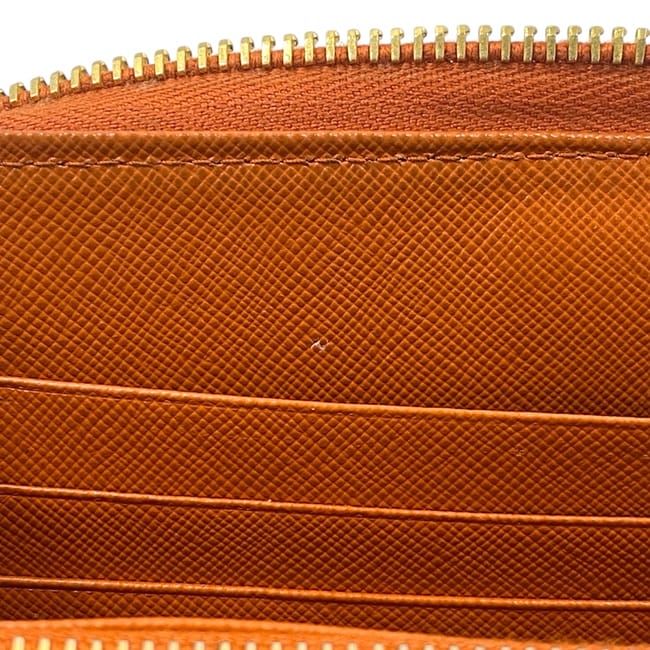 Prada Round Zipper Long Wallet Orange 1ml506 Wallet Saffiano