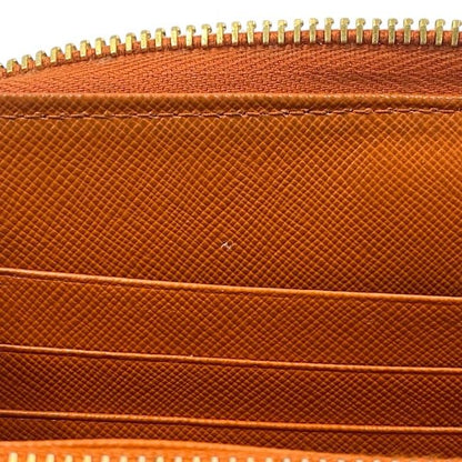 Prada Round Zipper Long Wallet Orange 1ml506 Wallet Saffiano
