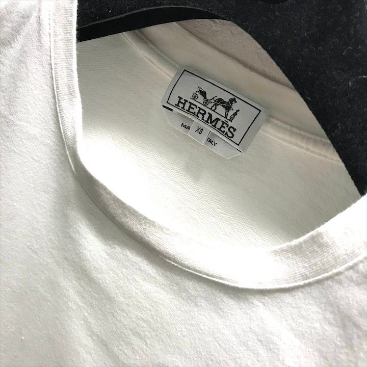 Hermes Robot Motif Patch Short Sleeve T-Shirt Top White