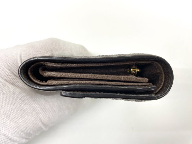 Gucci Ophidia GG Supreme PVC X Leather Compact Wallet 523174 Beige X Ebène Made