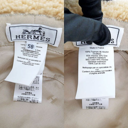 Hermes Forbe Mouton Bucket Hat Beige Size 58 Accessory Ladies Women