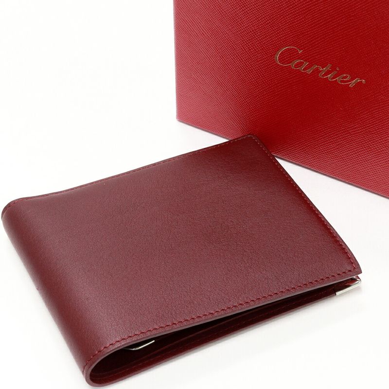 Cartier Folding Wallet With Coin Purse Mastline Calf Bordeaux L3000594