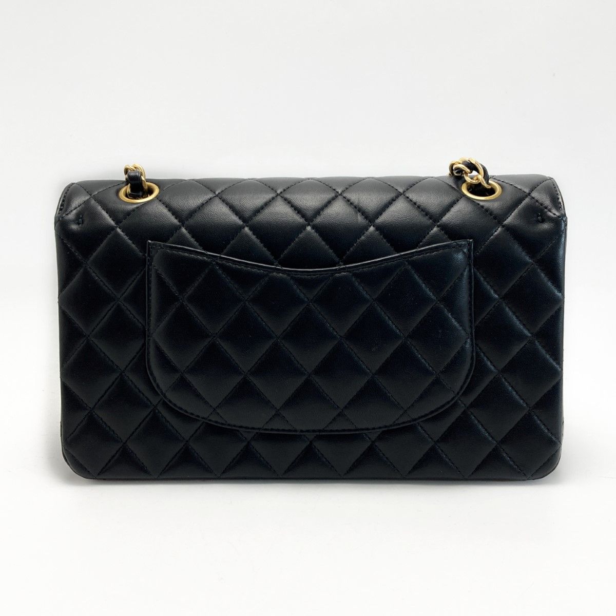 Chanel Matelasse W Flap Icon Charm Chain Shoulder Bag A01112 Black Lambskin