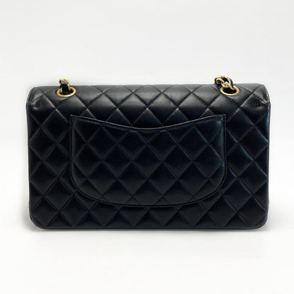 Chanel Matelasse W Flap Icon Charm Chain Shoulder Bag A01112 Black Lambskin