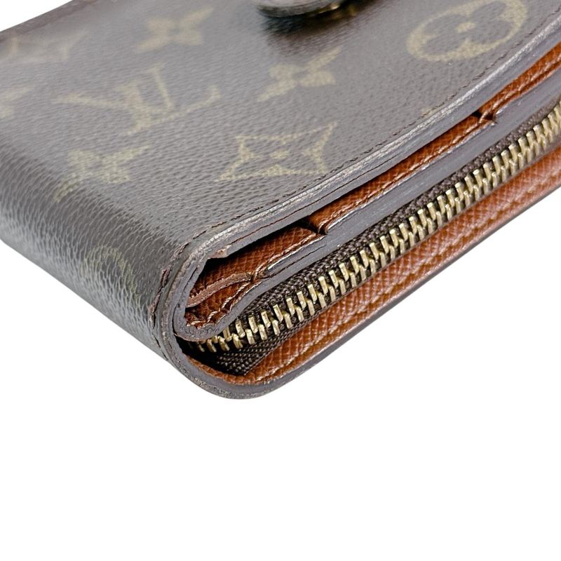 Louis Vuitton M61667 Monogram Compact Zipped Wallet With Zipper Pocket For