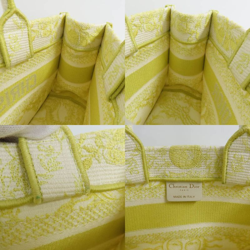 Christian Dior Book Tote Mini M1255zecq Handbag Yellow Canvas Ladies