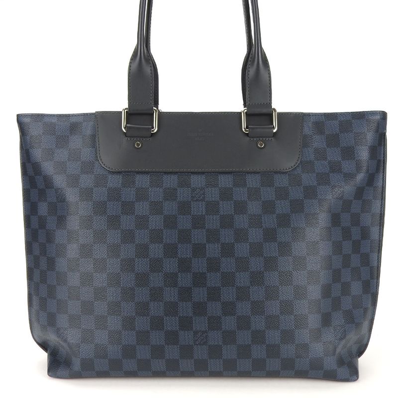 Louis Vuitton Tote Cabas Voyage N41397 Damier Cobalt Canvas Navy Silver