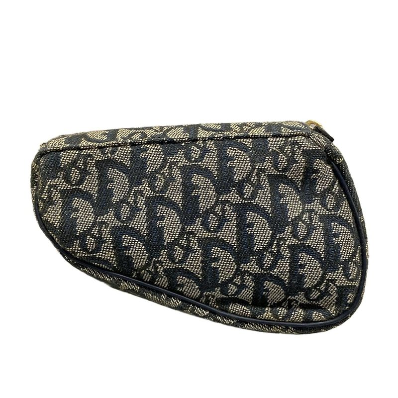 Dior/christian Dior Pouch Trotter Ivory X Dark Navy Leather