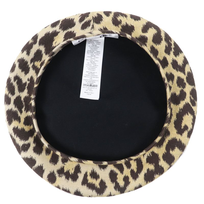 Christian DIOR 14leo910i134 Leopard Pattern Beret Beige Dark Brown 57 Made In