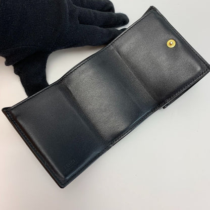 Fendi F's Compact Leather Black Trifold Wallet
