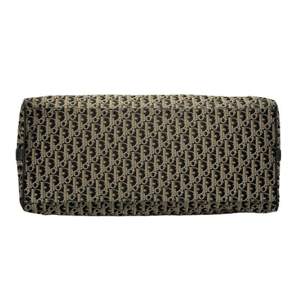 Dior/christian Dior Boston Bag Trotter Black And Gray Beige Leather