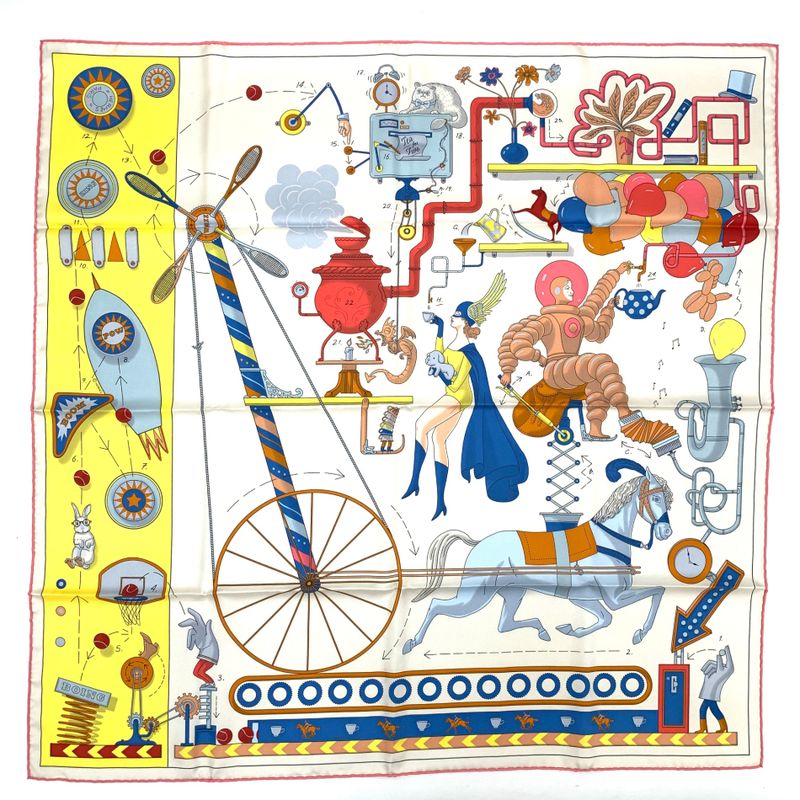 Hermes Scarf Carre 90 TEA FOR TWO TEA FOR TWO Silk Spring-summer 2023 Yellow X