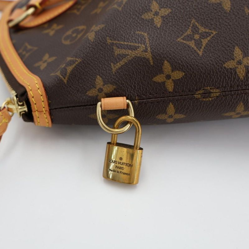 Louis Vuitton Monogram Lock It MM Handbag Tote Bag M40606 Brown PVC Leather