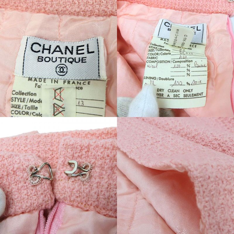 Chanel Setup 36 Wool Silk Pink Black Bicolor Coco Button Apparel Women Ladies