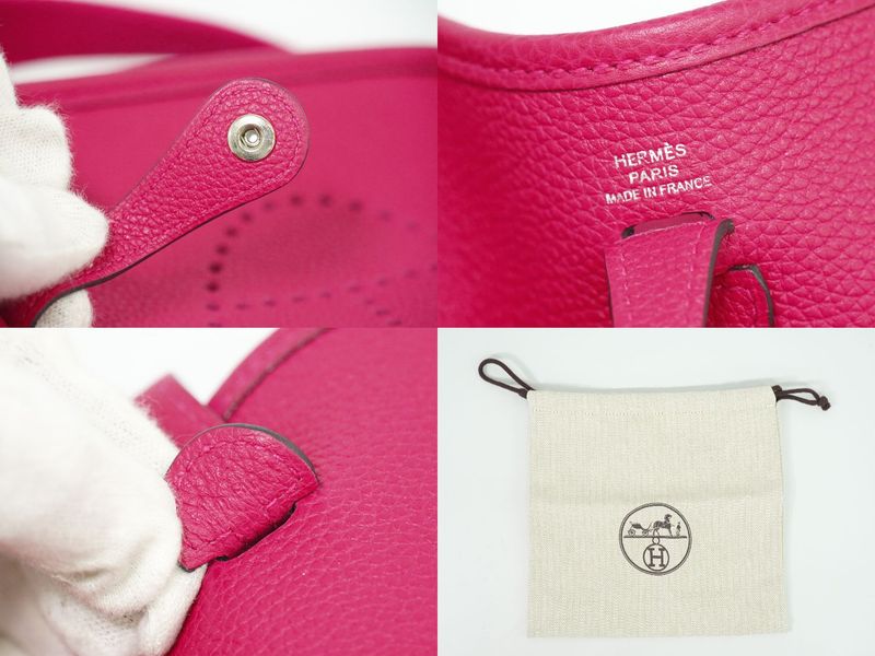 Authentic Hermes Evelyne TPM Taurillon Clemence Leather Shoulder Bag Pochette Y