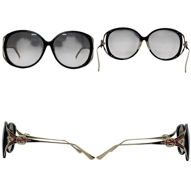 Gucci Sunglasses In Black Gold Interlocking Sherry