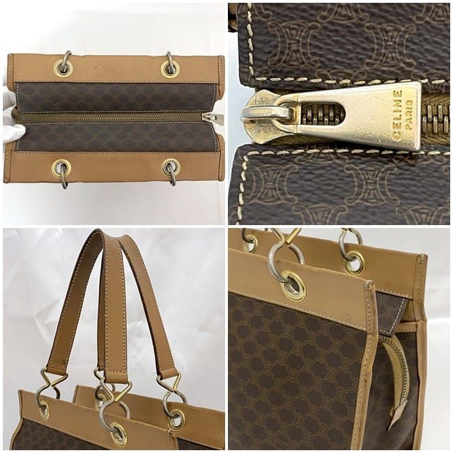 Celine Handbag Brown Macadam Tote Bag PVC Leather Preowned