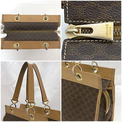 Celine Handbag Brown Macadam Tote Bag PVC Leather Preowned