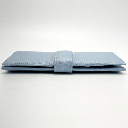 Prada Saffiano Leather Wallet 1mv025 Sky Blue Bifold Long Wallet