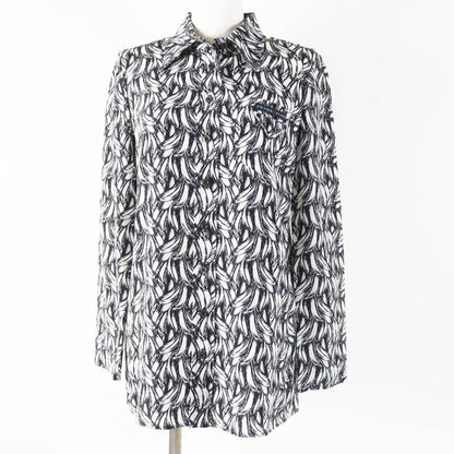 Prada 18AW P491c 100% Silk 100% Banana Allover Print Long Sleeve Shirt Black