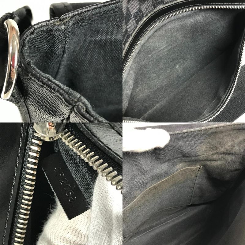 Louis Vuitton Shoulder Bag Lenzo N51213 Damier Graphite Canvas Black