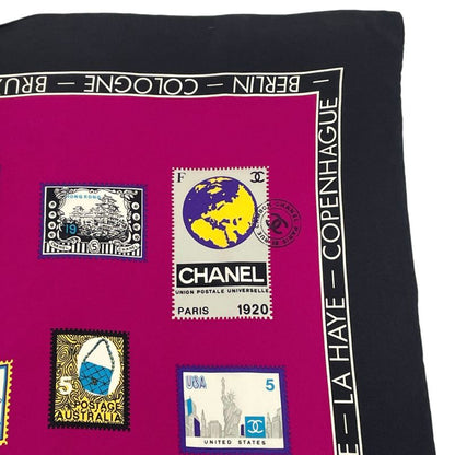 Chanel Coco Mark Scarf With Stamps Silk Pink