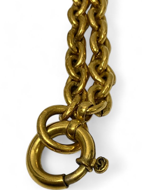 Chanel 11P Coco Mark Chain Necklace With Mirror Unisex Gold -