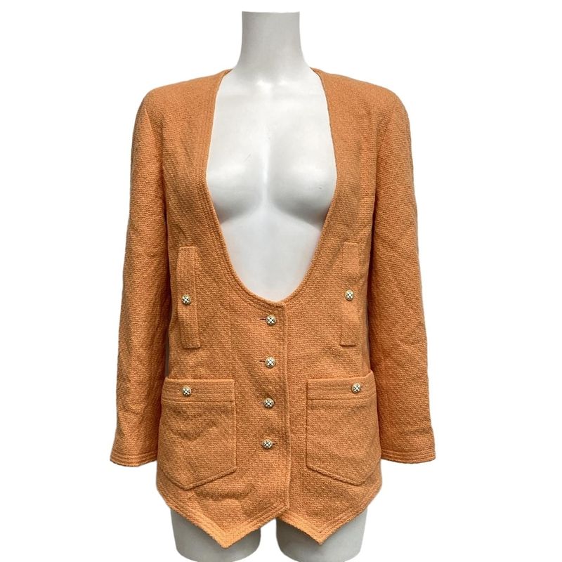 Chanel Jacket Size 38 M Women's 21663 Orange Long Sleeves / Spring / Autumn Wool