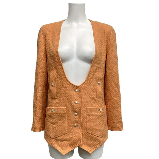 Chanel Jacket Size 38 M Women's 21663 Orange Long Sleeves / Spring / Autumn Wool