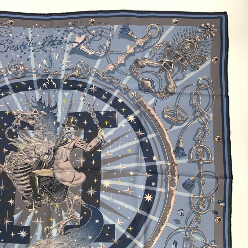 Class Hermes 20SS C'est La FETE Serafette Double Face Carre 90 Scarf "c'est La