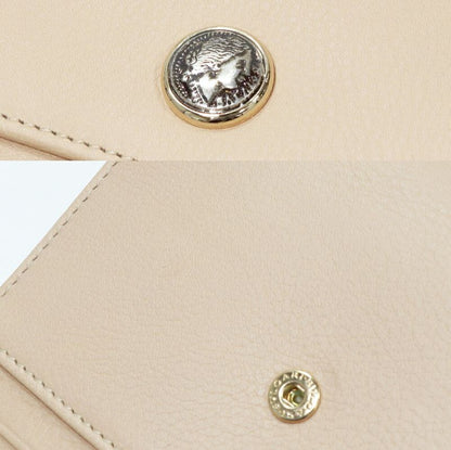 Bulgari Bifold Wallet With Coin Purse Trifold Wallet Monete Calf Beige 35225