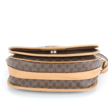 Vintage Celine Macadam Leather Shoulder Bag Crossbody Brown Women ERE Cw32-5