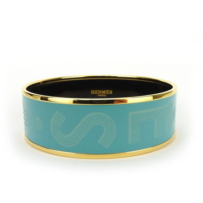 Hermes Bangle Emile GM Metal Cloisonne Light Blue Gold Hardware Logo Accessories