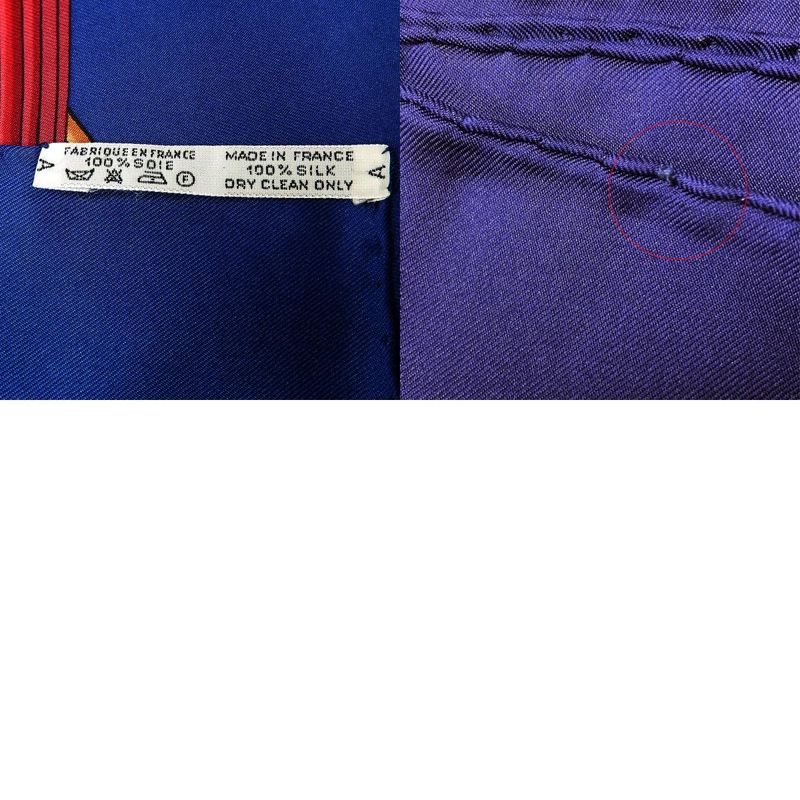 Hermes Scarf Carré 90 Silk Purple Bellflower Red Casy Scarab Pattern Women