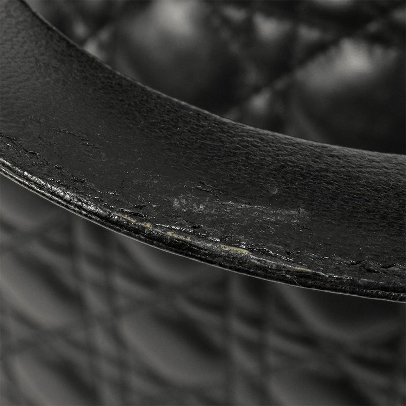 Dior Lady Dior Cannage Handbag Lambskin Black Silver Hardware