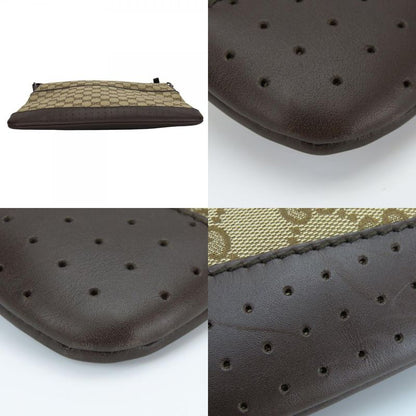 Gucci Shoulder Bag 145857 GG Canvas Leather Beige Dark Brown Ladies Women Gucci