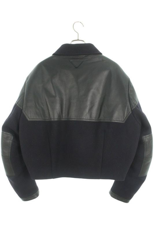 Prada Sgc425 Leather Cutout Cropped Coat Down Jacket Men's XL